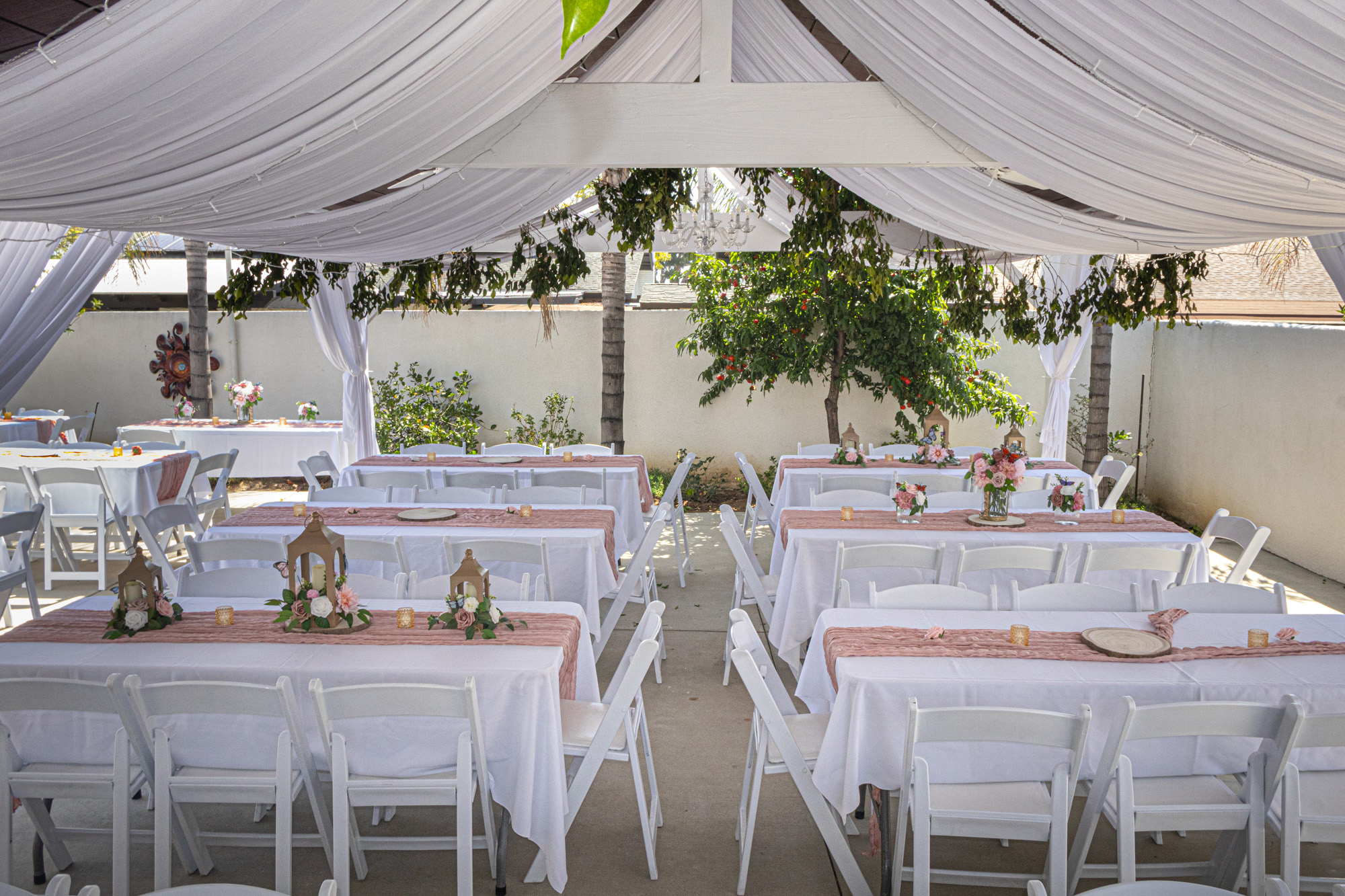 Inside the elegant tented event space