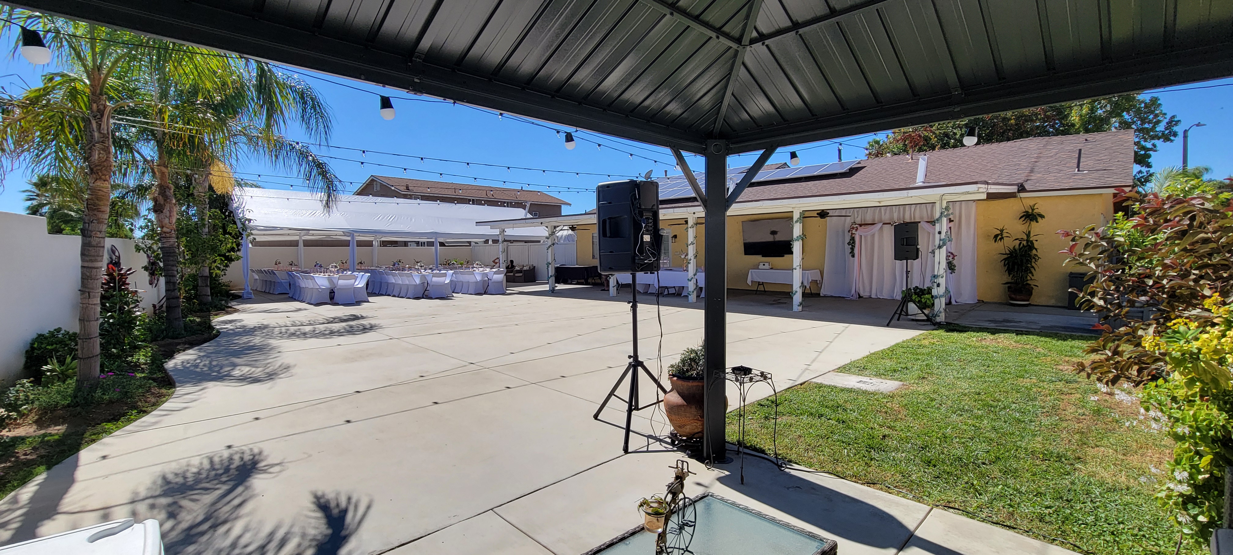 Full venue wedding day panorama